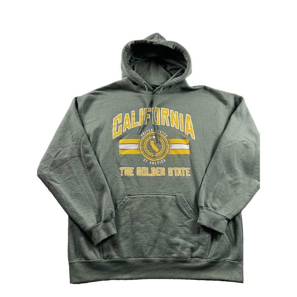 California The Golden State Green Hoodie Unisex Adults Size L Sweatshirt